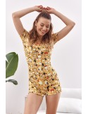 Salopeta pijama de vara cu emoticoane galbene 6025 - Magazin online - Boutique